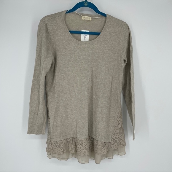 Style & Co. Tops - Style & Co beige sweater with lace detail